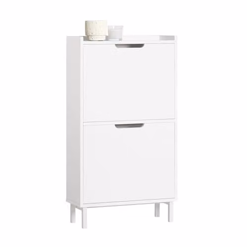 SoBuy Modern Slim Shoe Cabinet with Tilting Compartments and Internal Shelves, W/D/H: 50 x 19 x 91 cm – 1