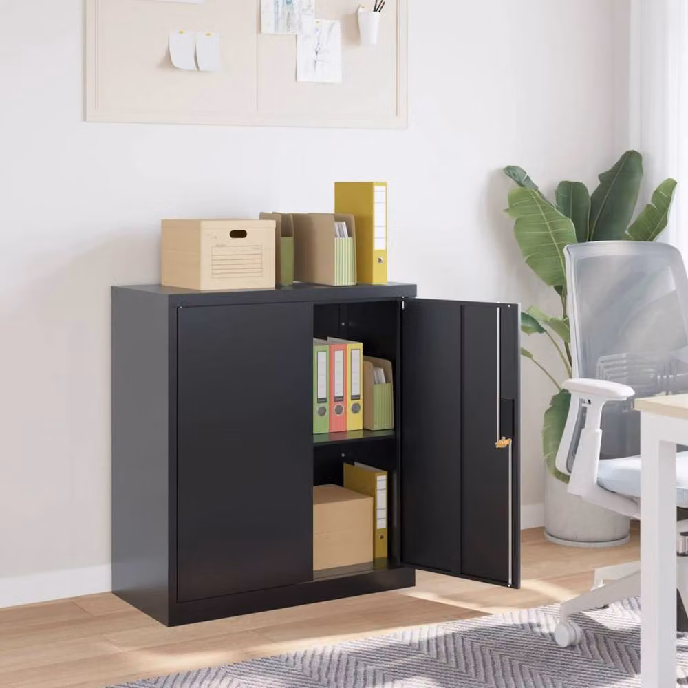 Berkfield Home Anthracite Metal Wall Mounted File Cabinet with Lock and Adjustable Shelves, W/D/H: 79 x 40 x 90 cm – 1