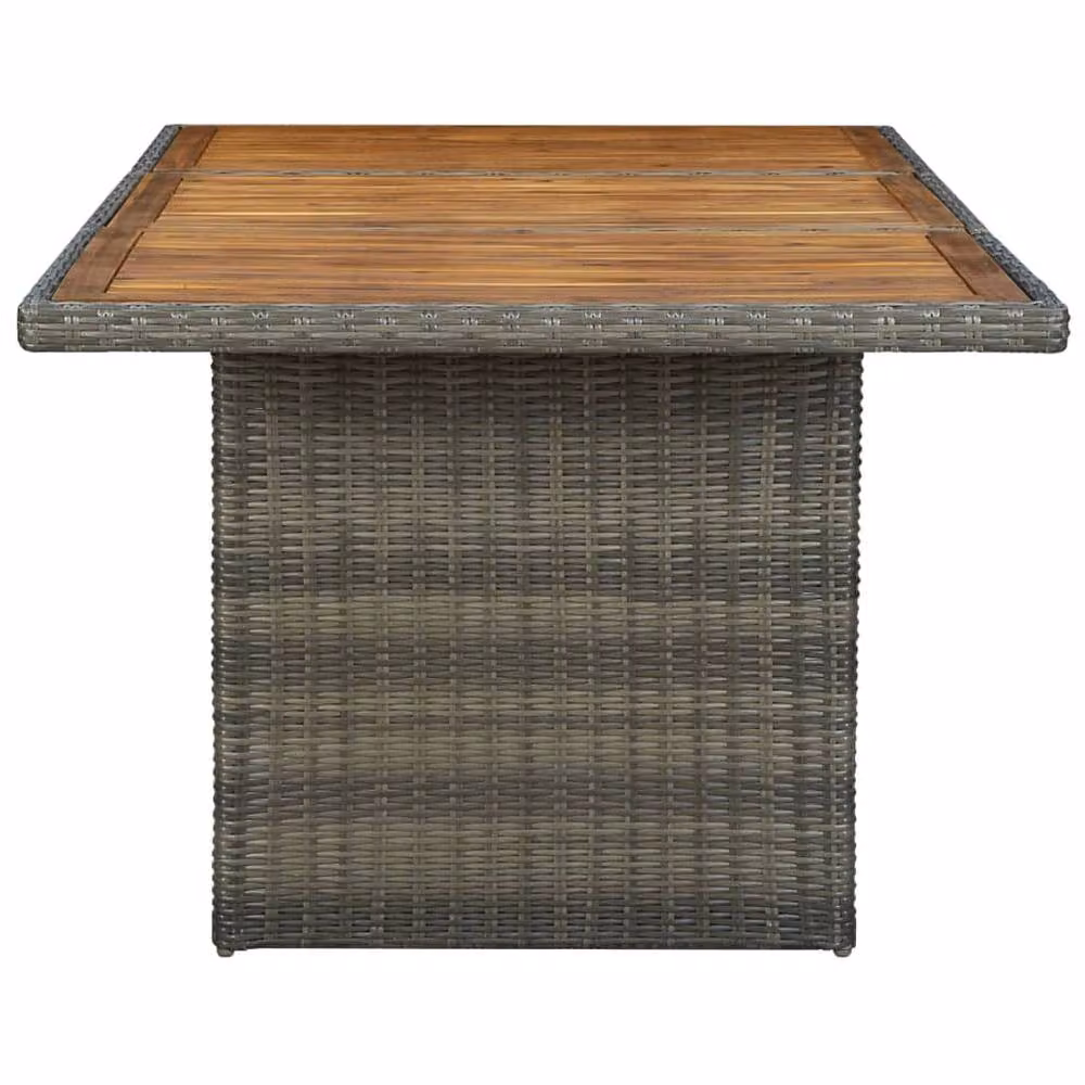 Berkfield Home Extendable Round Garden Table in Brown Poly Rattan and Solid Acacia Wood – 2