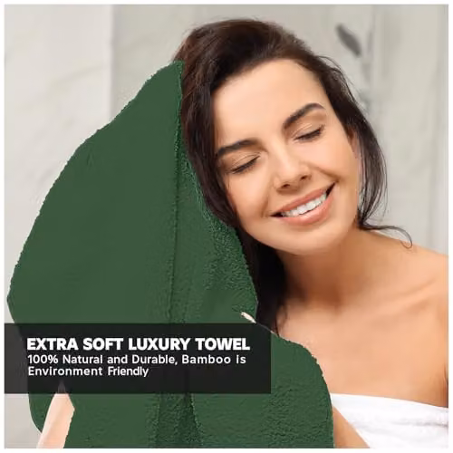 Gaveno Cavailia 2 Pack Bamboo and Cotton Bath Sheets, Green, W: 90 cm x L: 140 cm, 500 GSM – 8