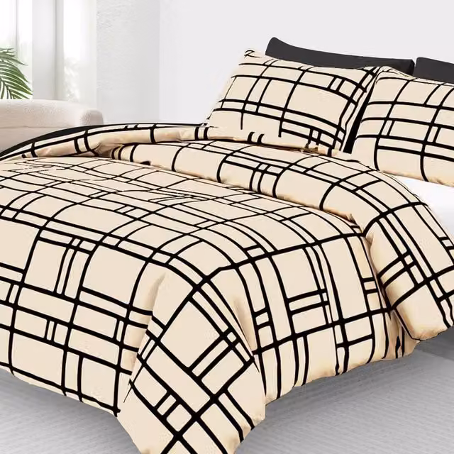 Pamposh Reversible Microfibre Duvet Cover Set in Taupe and Black, Super King, 200 x 200 cm