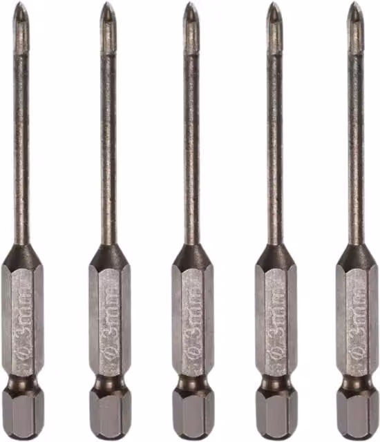 OKODOKO 5-Piece Titanium-Coated Carbide-Tipped Masonry Drill Bits with 1/4 inch Hex Shank, Silver, 3 mm