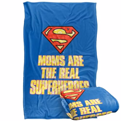 Warner Bros. Superman Mothers Day Moms Are The Real Superheroes Super Soft Silky Touch Fleece Throw Blanket, Multicolour, W/D/H: 91 x 147 cm – 1