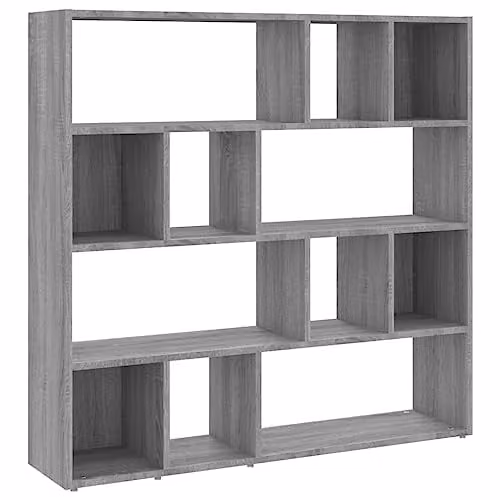 vidaXL Grey Sonoma Book Cabinet and Room Divider W: 105 cm, D: 24 cm, H: 102 cm – 1