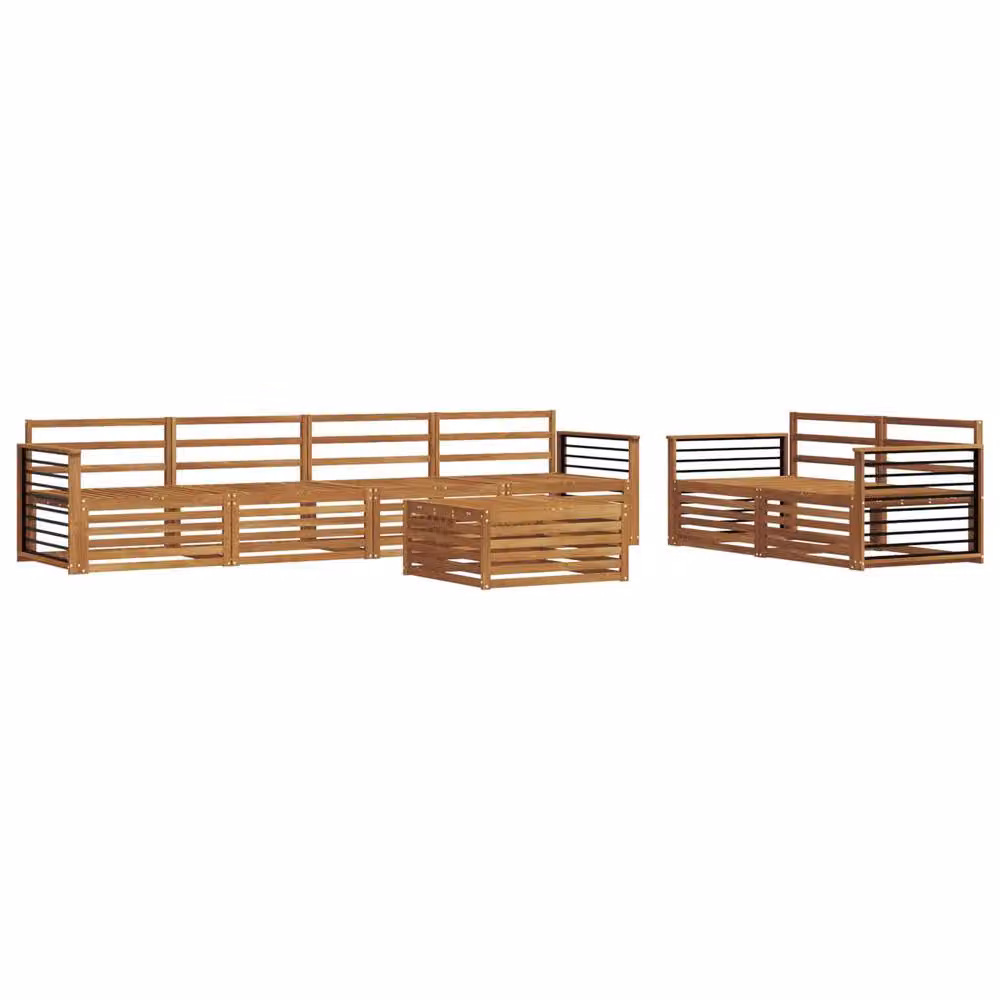 Berkfield Home 7 Piece Outdoor Sofa Set in Brown Natural Solid Acacia Wood – 2