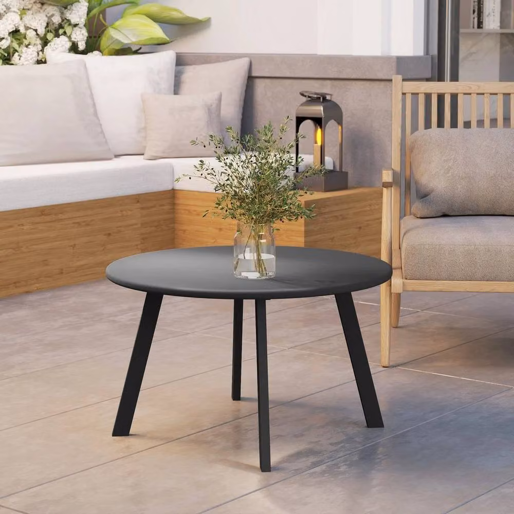 FORGEVIO Round Industrial Coffee Table in Black, Diameter: 70 cm, Height: 42 cm – 6