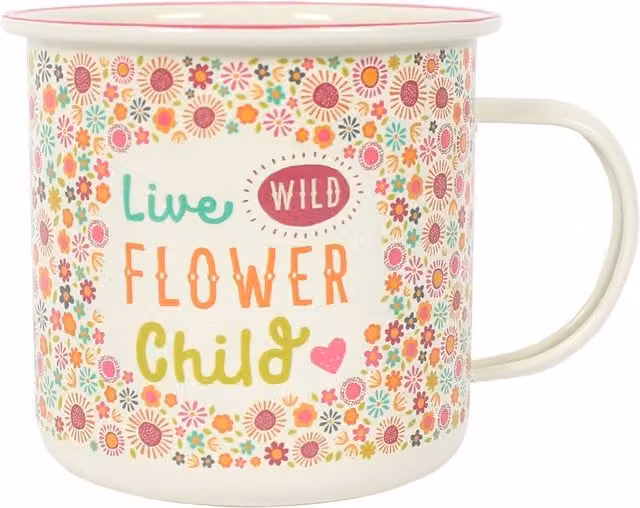 Kingsbury Gifts Flower Child Floral Enamel Mug, Multicolour