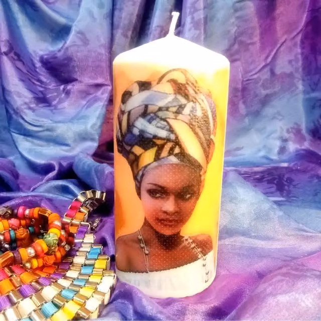 Viki African Beauty Pillar Candle in White