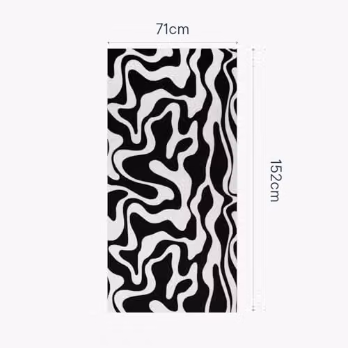 OHS Black and White Swirl Microfibre Quick-Drying Beach Towel, W/H: 71 x 152 cm – 6