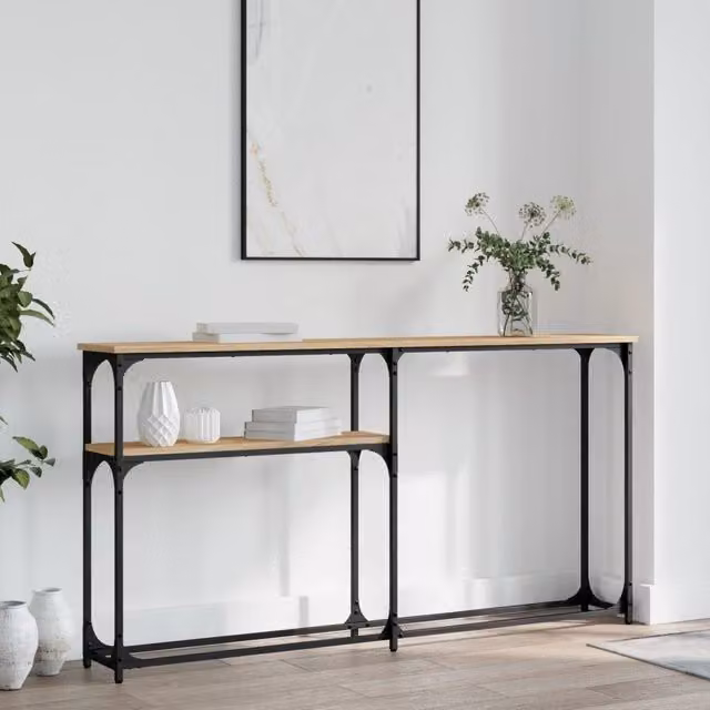 Berkfield Home Sonoma Oak Console Table, Brown, W: 145 cm, D: 22.5 cm, H: 75 cm – 1