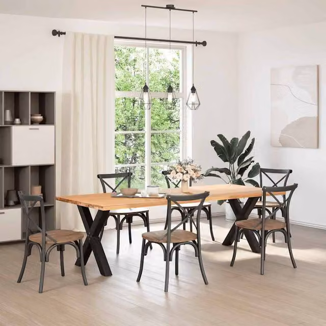 Berkfield Home X-Shaped Dining Table Legs, 2 Piece Set, Black Steel, H: 72.5 cm x W: 70 cm – 1