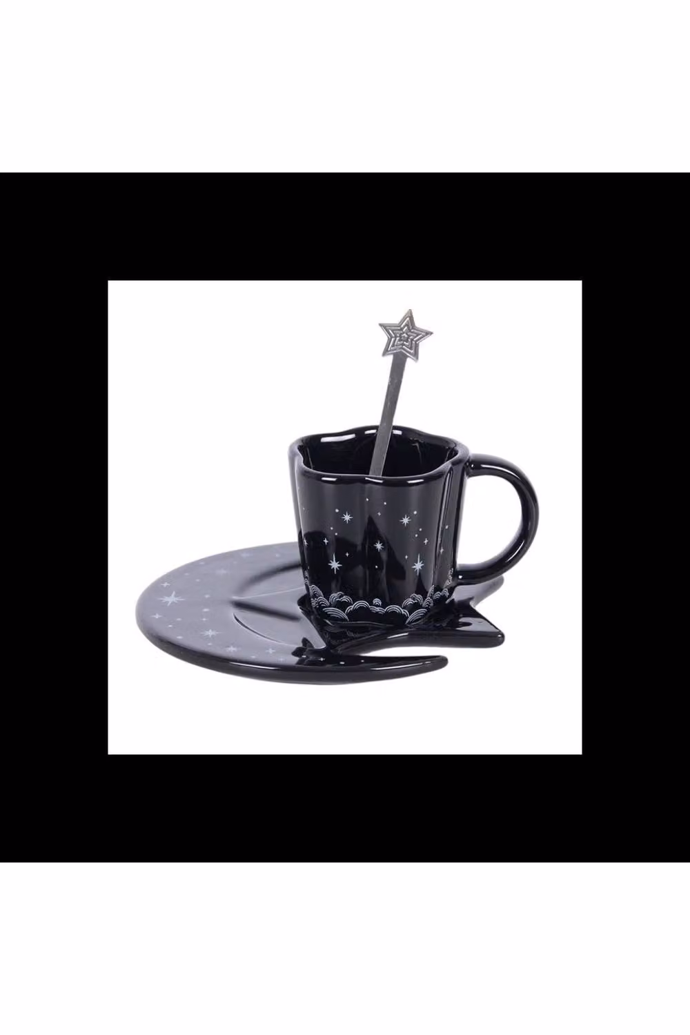 KDMD Spellbound Sky Espresso Cup, Saucer and Spoon Set in Black Ceramic – 2