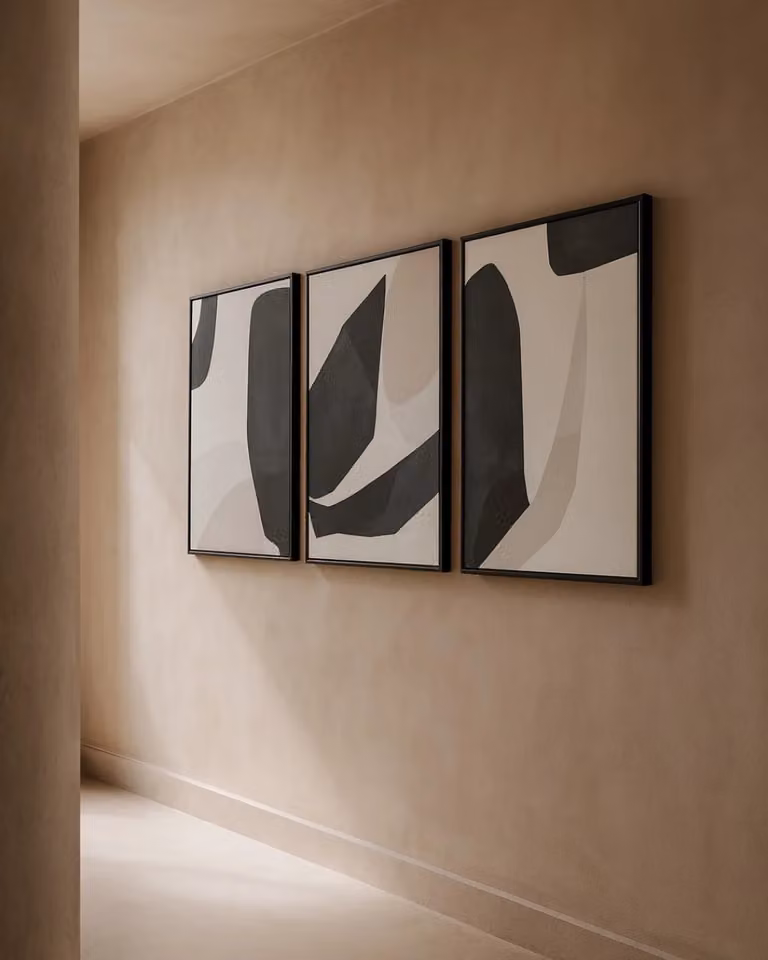 Tommy Franks Stone Path Modern Abstract Nature Canvas Wall Art Set of 3, Black, W/H: 60 x 60 cm