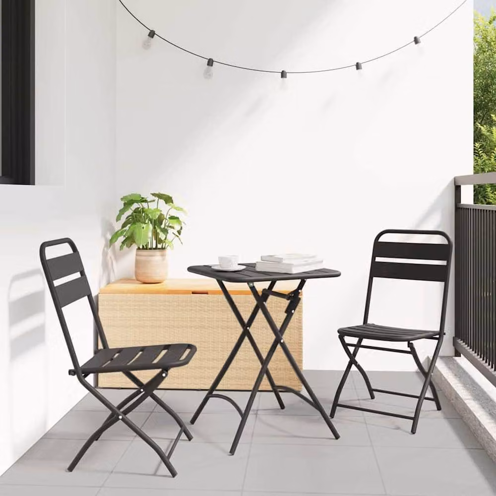 Berkfield Home 3-Piece Folding Bistro Set in Anthracite Matt Metal – 2
