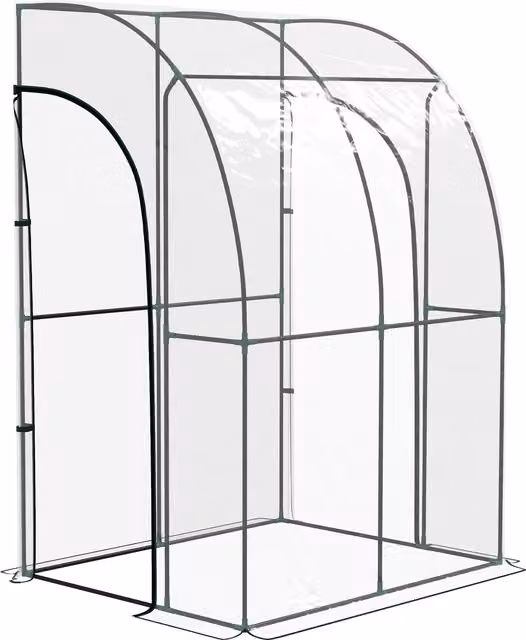 Outsunny Walk-In Lean To Greenhouse with Accessories, W/D/H: 143 x 118 x 168 cm