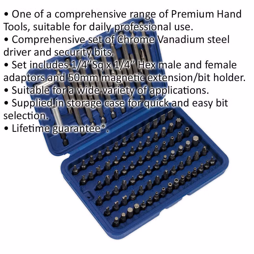 Loops 99 Piece Power Tool Security Bit Set with Magnetic Extension in Chrome Vanadium Steel and Stainless Steel, Blue and Multicolour – 2