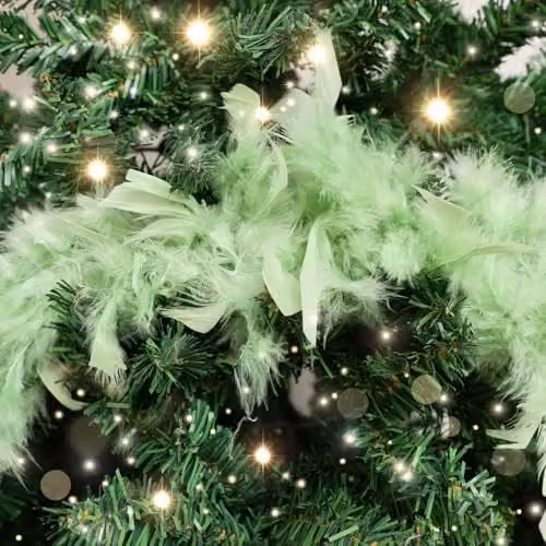 Melody Maison Large Pale Mint Green Feather Boa Christmas Garland, Length: 182 cm – 2