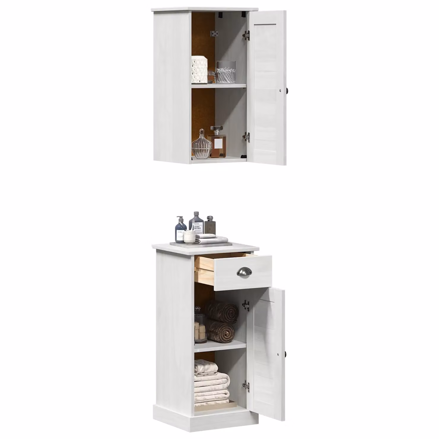Berkfield Home 2-Piece Rustic Bathroom Furniture Set in Brown and White, W/D/H: 37 x 34 x 80 cm – 1