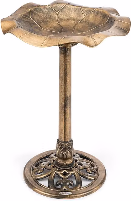 Christow Leaf Shaped Pedestal Bird Bath in Bronze Brown