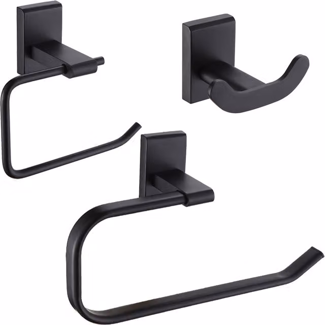 Showerdrape Unity 3 Piece Black Stainless Steel Wall Mounted Bathroom Accessory Set – 1