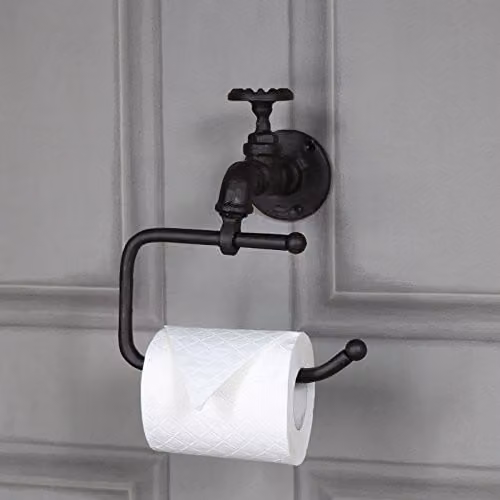 Melody Maison Rustic Metal Wall Mounted Toilet Roll Holder in Brown, W: 19 cm, H: 21 cm