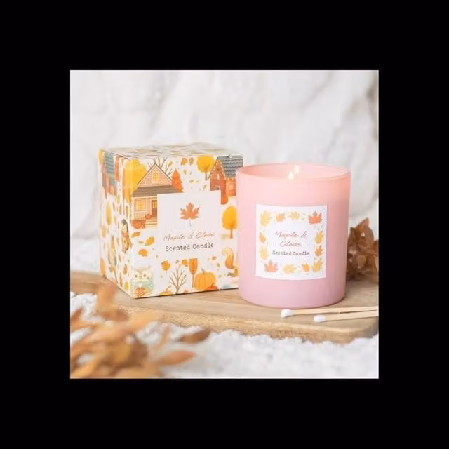 KDMD Maple & Clove Scented Glass Candle in Baby Pink with 28 Hour Burn Time