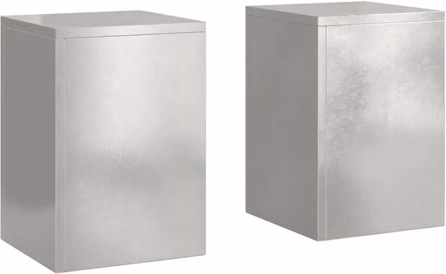 Berkfield Home Outdoor Stainless Steel Pillar Planter Tubs in Silver, 2 Pack, W/D/H: 24 x 24 x 35 cm