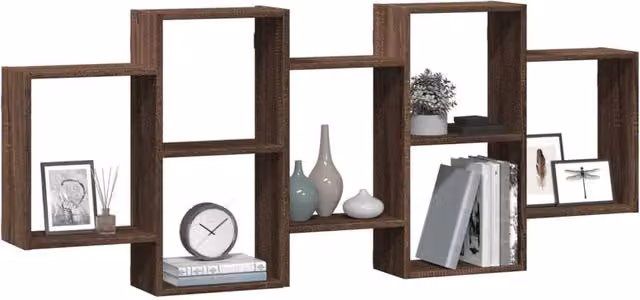 Berkfield Home Wall Mounted Oak Brown Engineered Wood Shelf W: 159 cm, D: 18 cm, H: 65 cm – 1