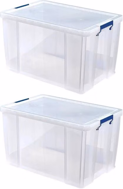 SPETLEK 2 Pack Large Capacity Plastic Storage Boxes with Sealed Lids, Clear