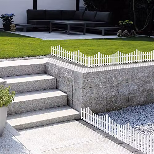 St Helens Home & Garden Wood Effect Garden Edge Fence, White (4 Pack) – 2