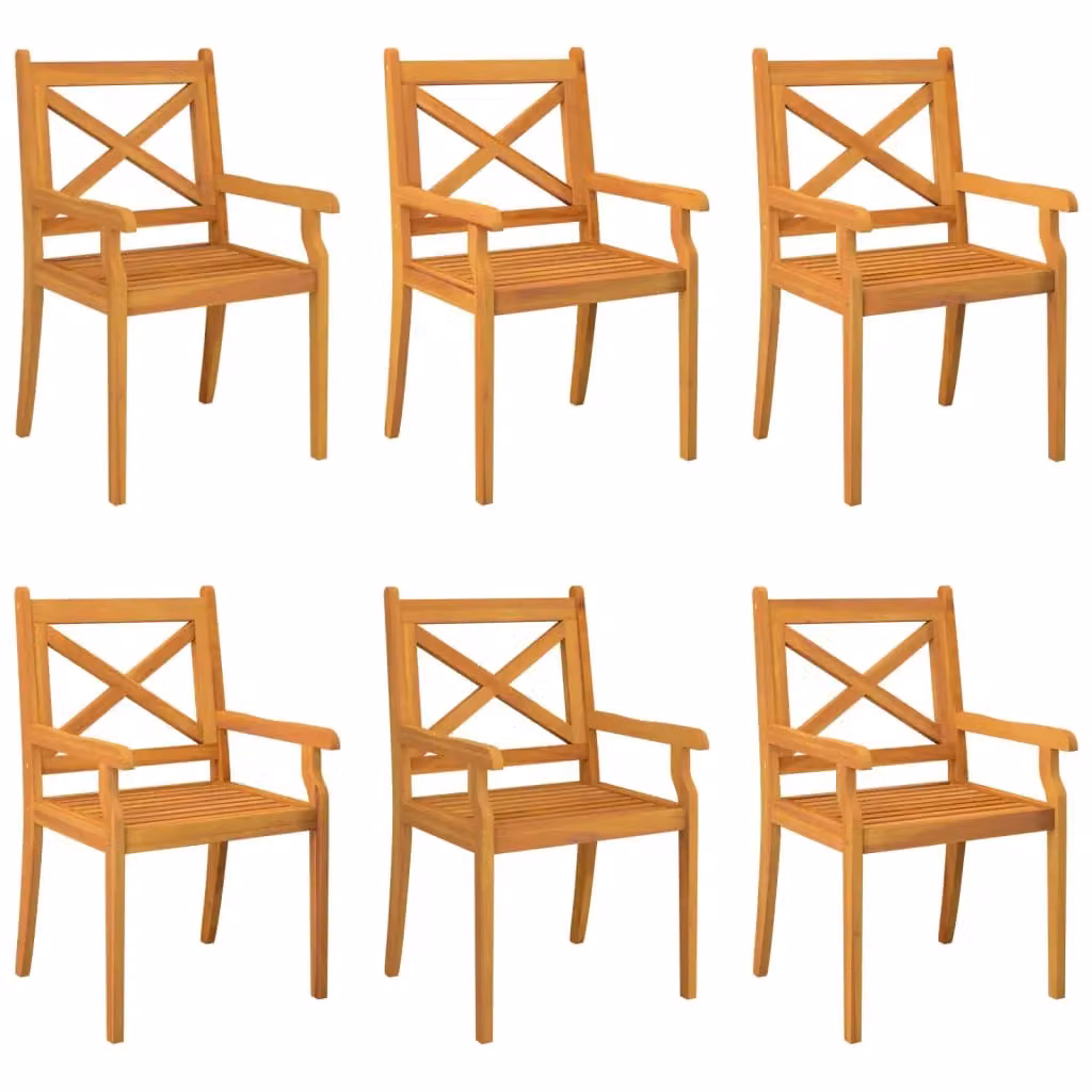 Berkfield Home Set of 6 Outdoor Dining Chairs in Brown Solid Acacia Wood – 2