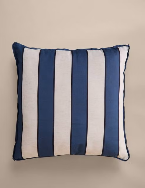 M&S Set of 2 Blue Mix Striped Square Outdoor Cushions