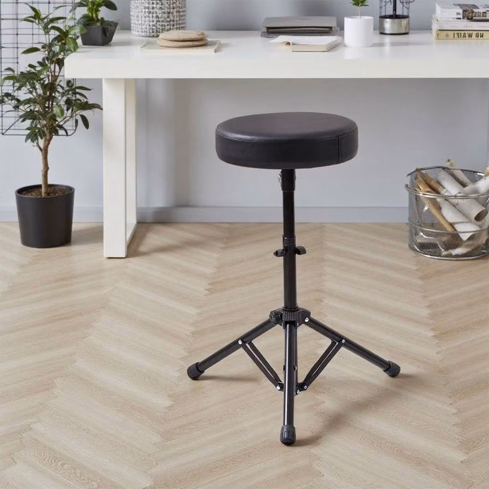 Kelvenix Height Adjustable Drum Throne Stool in Black with Synthetic Leather Seat – 3