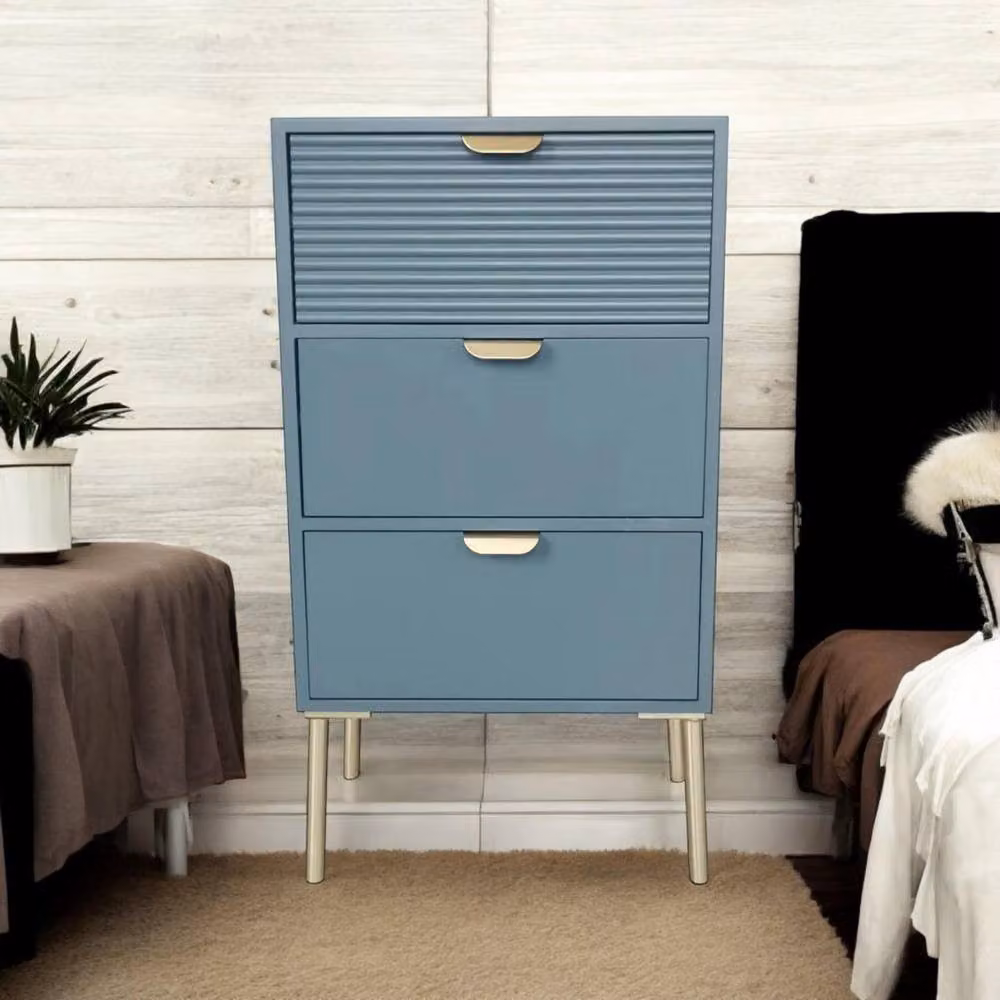 Minster Blue Lacquered Wood 3 Drawer Chest of Drawers W: 40 cm, D: 30 cm, H: 75 cm – 3