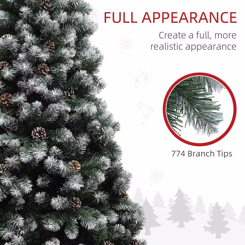 STILVORA Artificial Christmas Tree with Snow-Dipped Branches in Green and White, Height: 180 cm – 6