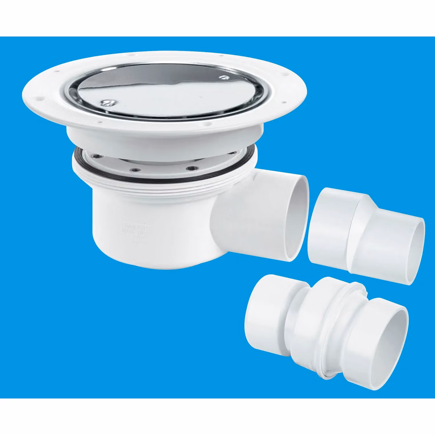 McAlpine TSG52SS Two-Piece 50mm Water Seal Trapped Gully with Clamp Ring and Cover in White – 2