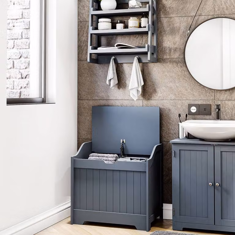 HD Designs Modern Matt Grey Freestanding Laundry Chest and Bathroom Storage Unit