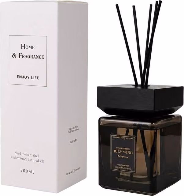 Living and Home Woody Scent Reed Diffuser Set, 500ml, Black – 1