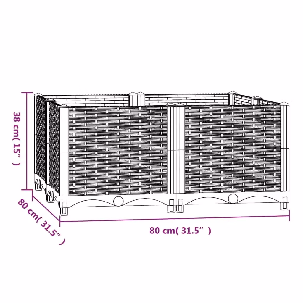 Berkfield Home Grey Polypropylene Raised Bed W/D/H: 80 x 80 x 38 cm – 2