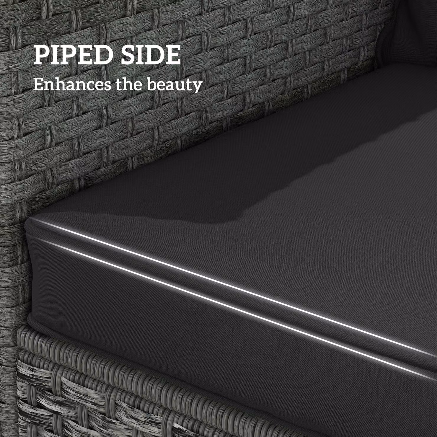 Outsunny Black Padded Seat and Back Cushion Set with Removable Water Repellent Covers – 5