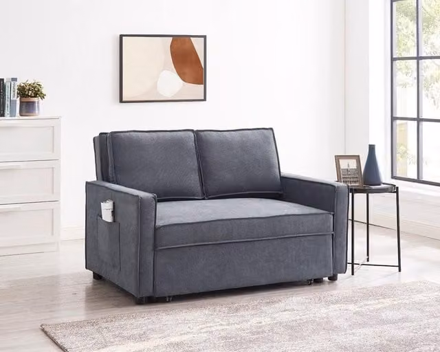 Home Detail Hugo 2 Seater Pull Out Sofa Bed in Grey Fabric – 2