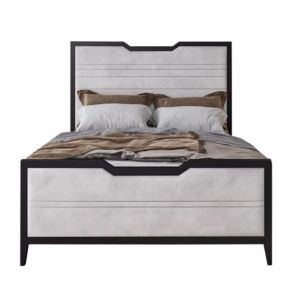 KDMD Crundale Luxury Silver Metal and Fabric Double Bed Frame – 2