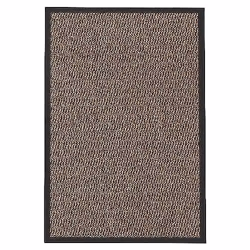 KAV Non-Slip Washable Dirt Trapper Door Mat in Brown and Black, W: 60 cm, D: 90 cm – 1