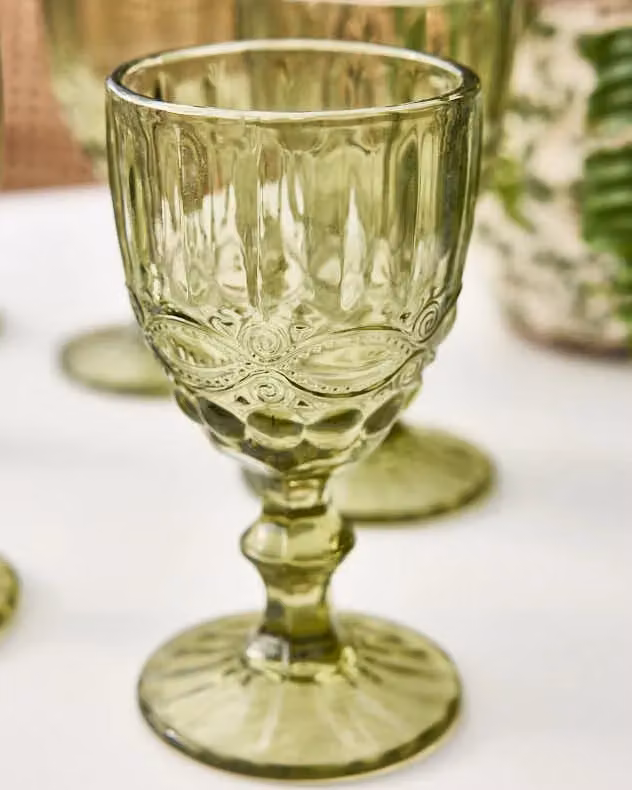 Dibor Set of 6 Green Geometric Luxury Wine Goblets, 350ml per glass – 2