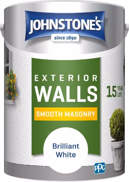 Johnstone's Smooth Masonry Paint in White, 5l