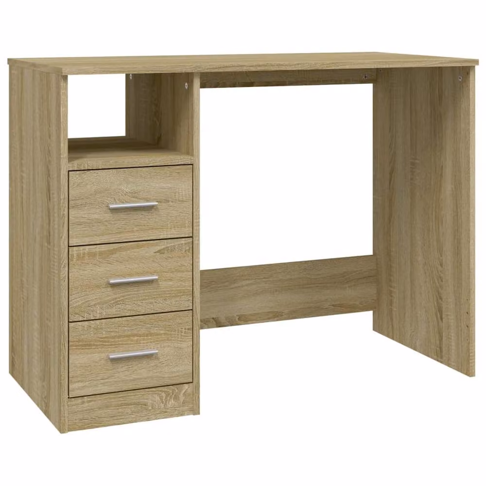 Berkfield Home Elegant Writing Desk with Drawers in Sonoma Oak, W/D/H: 102 x 50 x 76 cm – 2