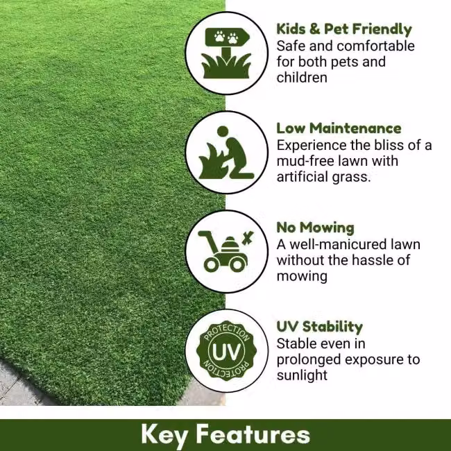 Artificial Grass GB Rio Plus 40mm Super Soft Artificial Grass in Green, W/D: 200 x 200 cm – 2