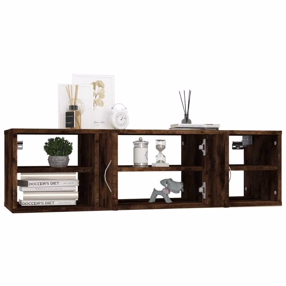 Berkfield Home Wall Shelf in Smoked Oak Brown, W/D/H: 102 x 30 x 29 cm – 3