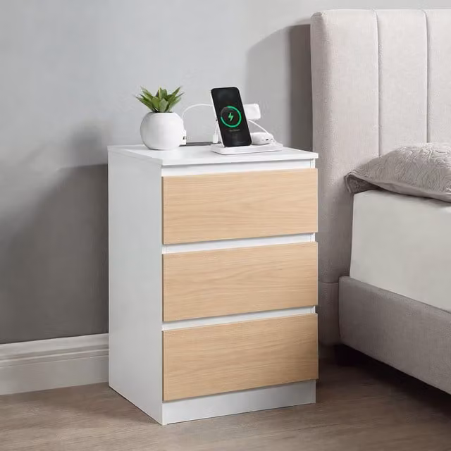 Home Treats Modern White MDF Bedside Table