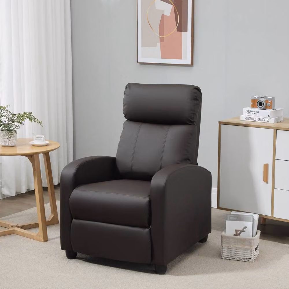 STILVORA Brown Synthetic Leather Recliner Armchair with Massage and 150 Degree Recline – 2